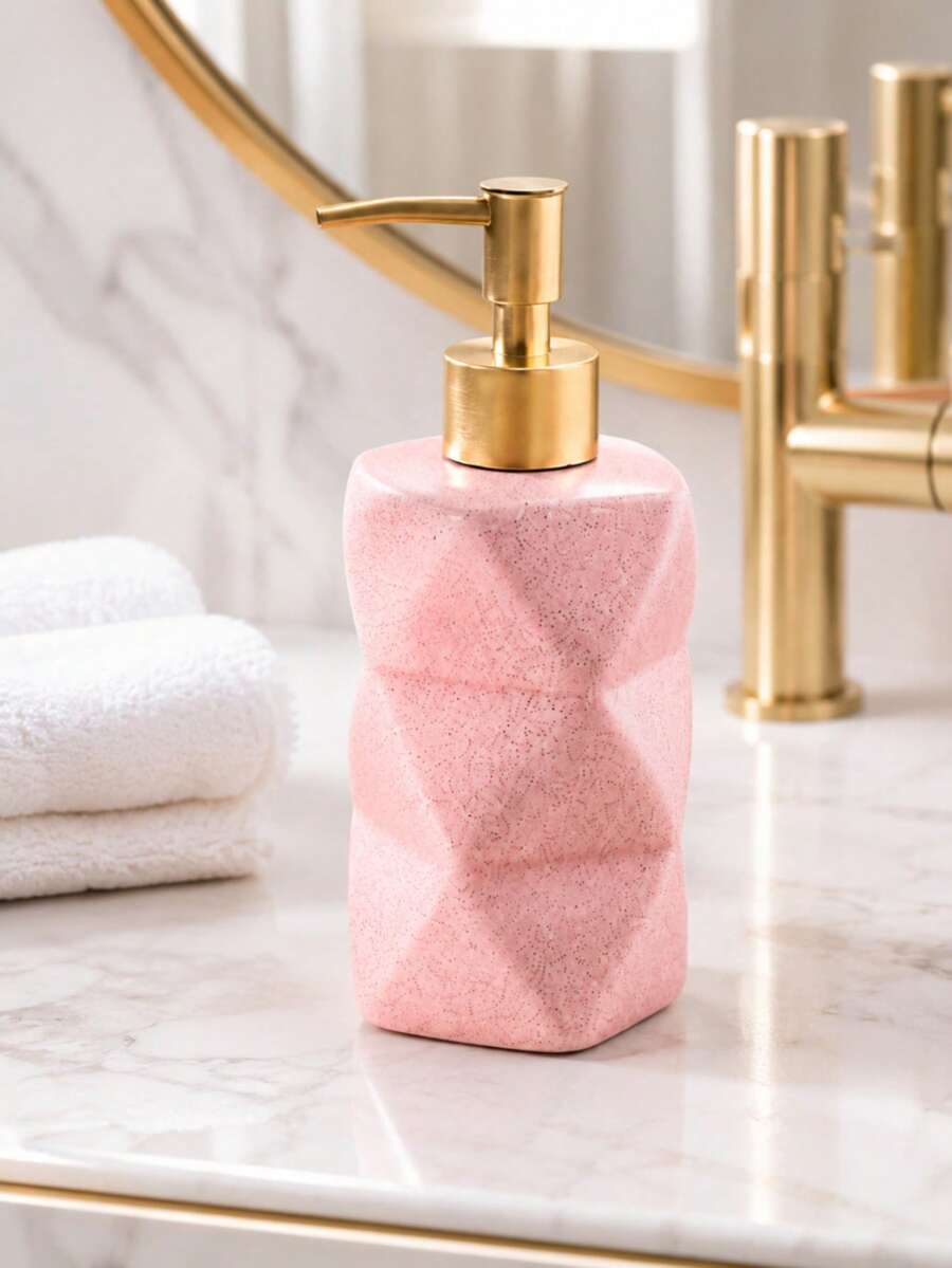 Pink Faceted Bathroom Accessories Set