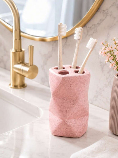 Pink Faceted Bathroom Accessories Set