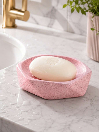 Pink Faceted Bathroom Accessories Set